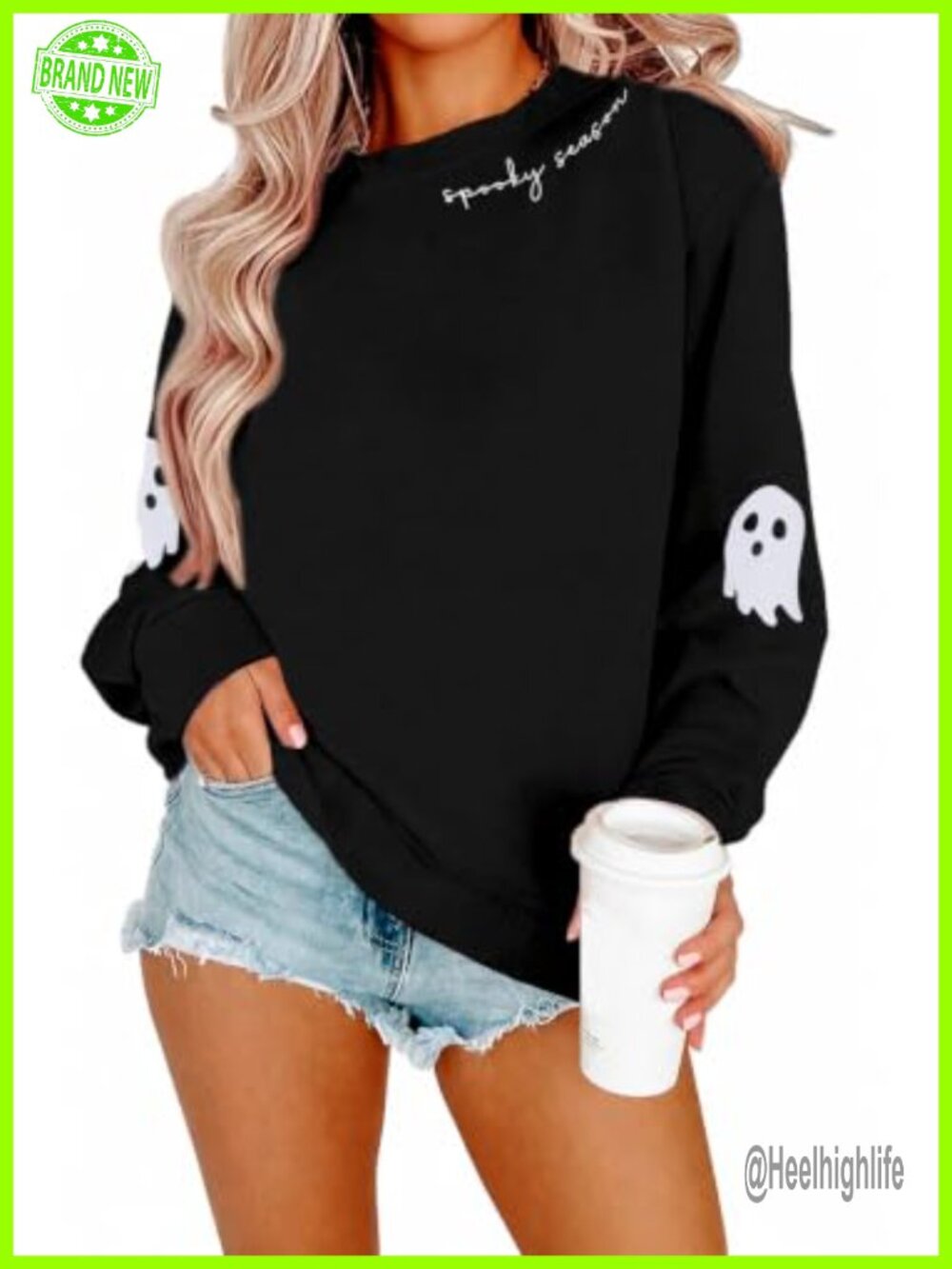 Halloween Ghost Graphic Sweatshirt Women Spooky Season Crewneck Pullover
